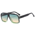 Retro oversized sunglasses with black and translucent green frames and gradient lenses - Black Green Frame Gradient Green Tea Lens