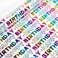 Rainbow foil Happy Birthday gift wrapping paper with holographic lettering on white base - White Rainbow Foil 2 (Block Letters) / 43*300CM
