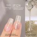 Sparkling silver diamond nail gel F124 with high-shine glitter finish and plant-based formula - F124 Silver Diamond Glitter