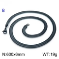 Black stainless steel flat snake bone chain necklace in 6mm width and 600mm length - 5mm Black 60cm