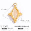 Gold stainless steel pendant with white cat-eye stone, 8mm size, waterproof and hypoallergenic - Simple White Cat's Eye Style (PJ91499)