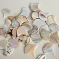 Fan-shaped natural white mop shell charms for DIY jewelry making with iridescent finish - Fan Shaped Iridescent