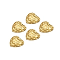 Set of five gold heart charms with quilted texture for DIY jewelry making - Heart / Gold