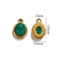 Oval green natural stone pendant with gold stainless steel base and 15mm size labels - Small-Green
