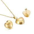 Golden heart-shaped stainless steel jewelry set featuring a necklace and stud earrings - Gold Heart Jewelry Set (KS52128-K)