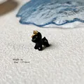 Cartoon black dog alloy pendant with gold crown, 11x13mm enamel charm for DIY jewelry - Black Dog 8-38
