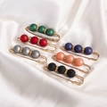 Set of six matte pearl waist pins with rhinestone spacers on elegant golden alloy bases - No. 1 Colored Beads 6-Piece Set