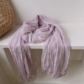 Close-up of light purple pleated scarf with crinkle texture on white surface - 180*90CM / Cold Purple