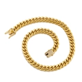 Dettaglio di una catena cubana placcata in oro con chiusura con diamanti scintillanti - Collana Cubana Dorata Larga (KN201504-KFC)