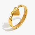 Minimalistische 18K vergulde roestvrijstalen ring met een 3D-hartvormige hanger - US 6 / Goud