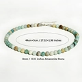 Collana artigianale con perline di amazzonite da 8mm e chiusura a moschettone in argento - Diametro perla 8mm / Colore Amazonite