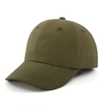 Detail view of army green cotton baseball cap with reinforced stitching on curved brim - Army Green
