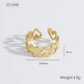 Golden heart-shaped cutout ring with dimensions 8mm height and 19.8mm inner diameter - Heart Shaped Hollow (JZ21048)
