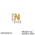 Chubby bubble initial N pendant in gold finish, crafted from polished stainless steel - Letter-N