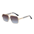 Retro pilot sunglasses with gold metal frame and purple to blue gradient lenses - Gold Frame Gradient Blue Brown