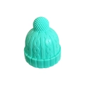 Tappo per bottiglia di vino in silicone verde menta con trama a maglia e pompon - Blu Ottanio
