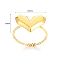 Detailansicht eines goldenen V-förmigen Rings mit gedrehtem Band und Größenangaben - V-Form-Stil (JZ6157) / Gold