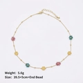Collana vintage francese con fiori colorati e catena dorata, peso leggero 5,6g - Collana di Apatite Blu