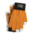 Winter thermal knit gloves in orange-brown with black cuffs and grey touchscreen fingertips - One Size / DZ77 Ginger Yellow Patchwork