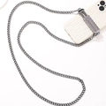 Dark gray metal Cuban chain phone lanyard with engraved back clip for crossbody use - D2184 Gun Black Heart Clip + D096 Gun Black Chain