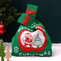 Christmas knit apple gift bag with Santa Claus and snowflake patterns in red and green - Green Apple Knit Handbag (Large)