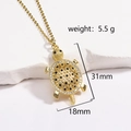 Collar de tortuga marina dorada con circonitas y piedras negras, pesa 5,5g y mide 31mm - Tortuga Grande Dorada con Gema Negra (Estilo 4)