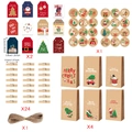 Set di 24 sacchetti di carta per calendario dell'Avvento con adesivi, etichette e clip - Stile 588+864 (Corda di Juta) / Set da 24