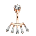 Rose gold stainless steel belly ring featuring a fan-shaped zircon stone setting - Style 13