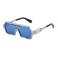 Steampunk irregular sunglasses with silver metal frame and blue transparent lenses - Silver Frame Blue Lens