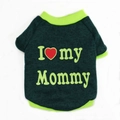 Dark green fleece dog sweatshirt with I Love My Mommy heart print and ribbed trims - Dark Green I Love Mommy
