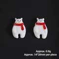 Cute polar bear resin DIY accessory with red scarf, size 14x20mm for holiday crafts - Christmas Bear