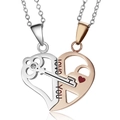 Detailansicht der silbernen und roségoldenen Pärchenketten mit I Love You Gravur - Love You Roségold