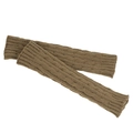 Close-up of brown cable-knit arm warmers with thick textured stitching and soft fabric - One Size / Khaki