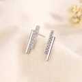 Orecchini a perno minimalisti in argento 925 a doppia barra con zirconi scintillanti - Argento