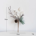 Artificial Christmas branch with white berries, pine cone and green pine needles 26cm - Style B (White Berries Pinecone)