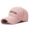 Berretto da baseball in pile rosa da donna con ricamo Colorado in tessuto caldo teddy - Regolabile / Rosa