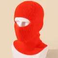 Knitted balaclava in bright orange ribbed fabric with single eye opening design - High Elasticity / Neon Orange