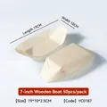 Disposable 7 inch wooden boat tray, 19x10x2.5cm food container for snacks and BBQ - 7 Inch Wood Veneer Boat (50 Pcs/Pack) 19*10cm