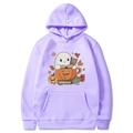 Sweat à capuche Halloween violet avec imprimé fantôme et citrouille, manches longues - Lavande