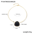 Vintage 18k gold plated stainless steel snake chain with black agate pendant - Gold Black Geometric Pendant (P1647)