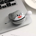 Gray seal animal cable protector on laptop with watermelon cartoon design - Sacabambaspis Wooden Fish - Watermelon Single