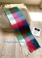 Plaid tassel scarf in red and green colorway with soft brushed texture for women - AC Red Green Series