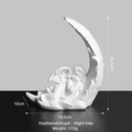 White resin angel sculpture lying on feather moon base ornament, 20.5cm height - Feather Angel Figurine (Right)