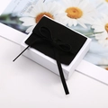 Black velvet jewelry pouch with bow tie and white rectangular gift box packaging set - 9*9cm / Black