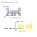 DIY silicone park bench mold with translucent grey finish and colorful resin samples - Bench Frame Support Mold