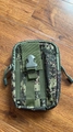 Tactical camouflage phone waist bag with green buckle on wooden background - Russian Camouflage