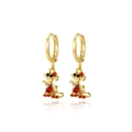 Sparkly gold mouse hoop earrings featuring red and black micro-pave cubic zirconia - Mouse Style (Style 22)