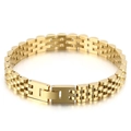 Pulsera de reloj en acero inoxidable dorado con eslabones triples y cierre desplegable - Dorado
