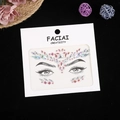 Face jewel stickers set with iridescent AB and pink rhinestones on black card - Iridescent Pink Style