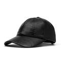 Schwarze PU-Leder Baseballkappe mit Fleece-Futter und geprägtem Jamont 1985 Logo für Winter - Verstellbar / Schwarz